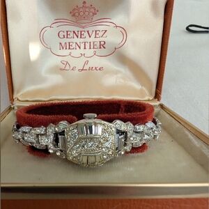 Antique Watch ART Deco  RhinestoneWatch bracelet, Peek Boo Swiss Watch & Box